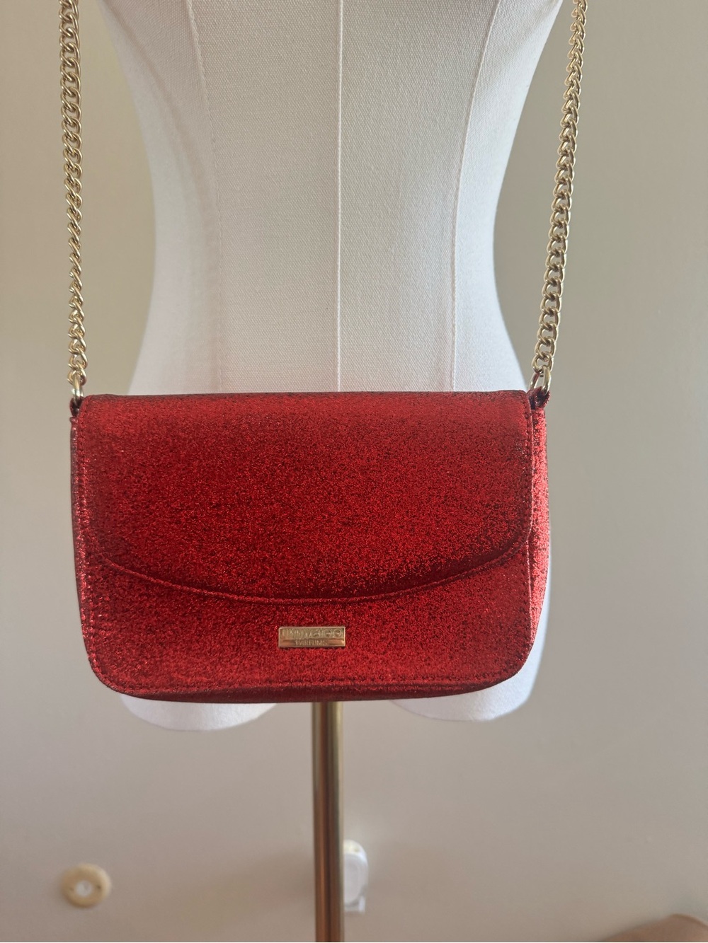 Jimmy Choo Parfumes Red Glitter Chain Crossbody Bag - Picture 5 of 12